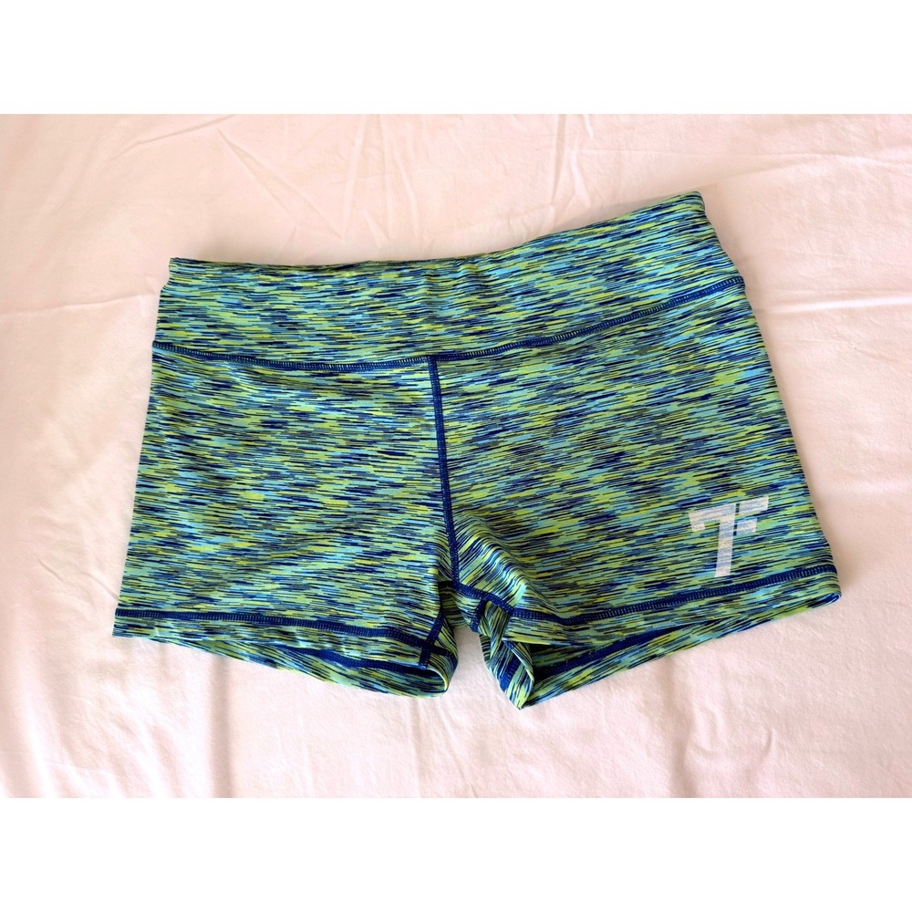 7 Five CrossFit Shorts Womens Space Dye Blue Green Athletic Booty Gym Workout
